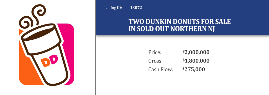 Two Dunkin Donuts for Sale in Sold Out Northern NJ